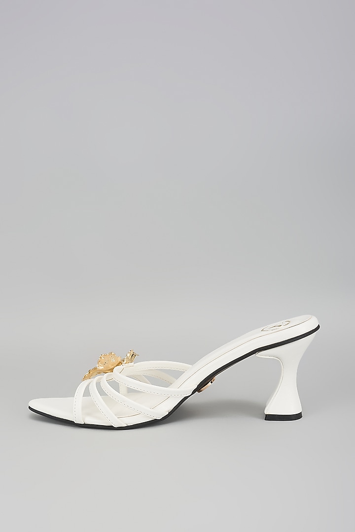 White Vegan Faux Leather Heels by Sana K Luxurious Footwear at Pernia's Pop Up Shop