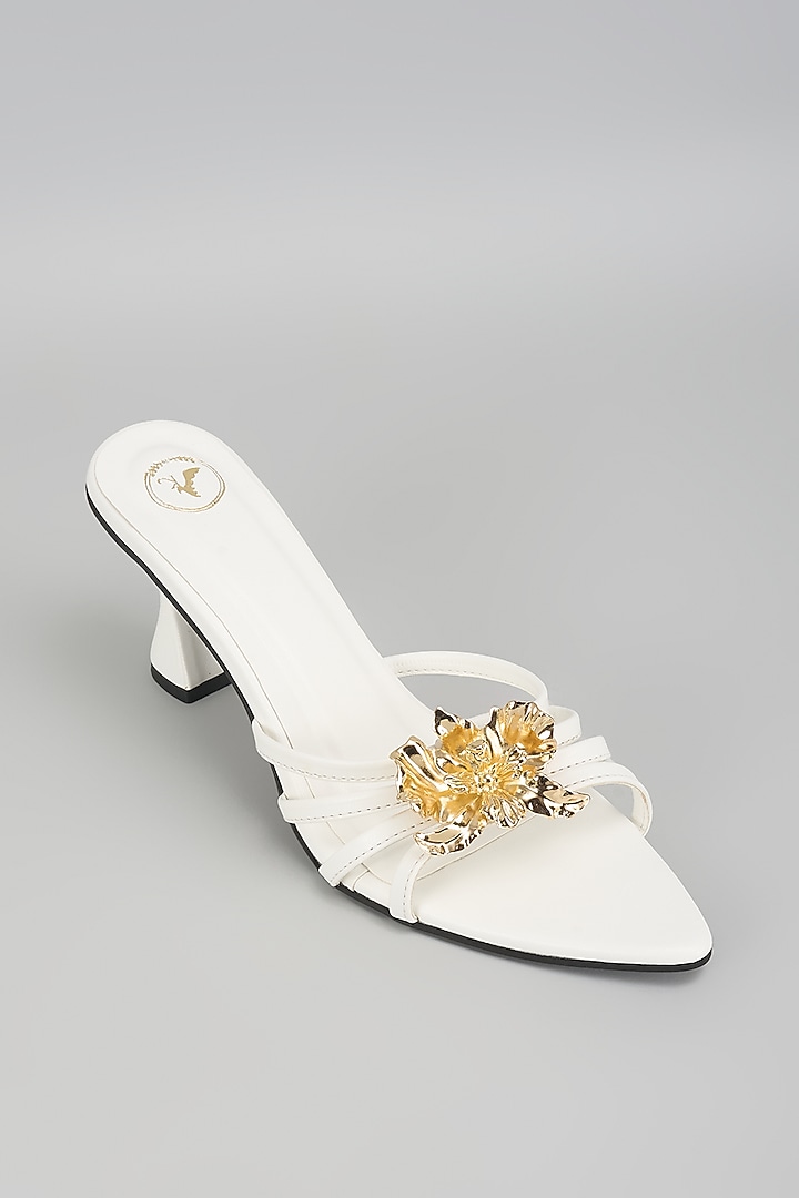 White Vegan Faux Leather Heels by Sana K Luxurious Footwear at Pernia's Pop Up Shop