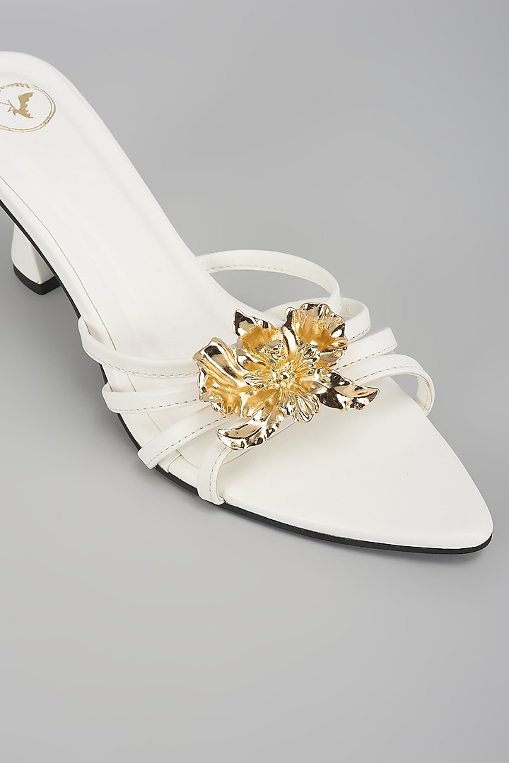 White Vegan Faux Leather Heels by Sana K Luxurious Footwear at Pernia's Pop Up Shop