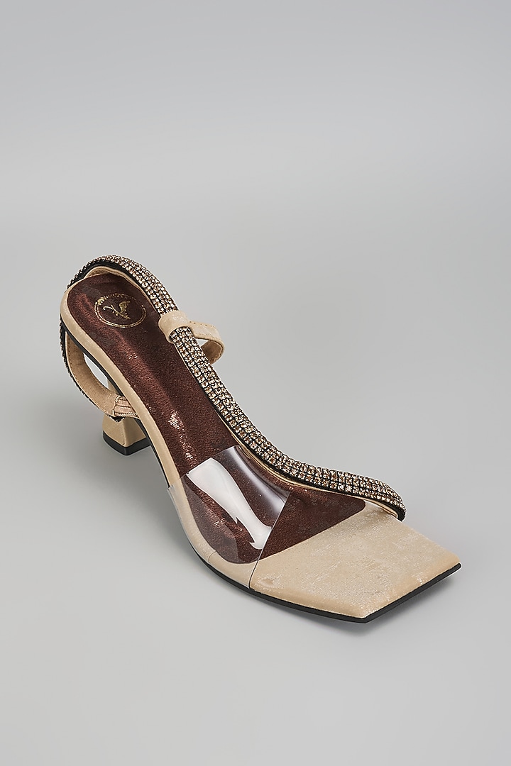 Beige Vegan Faux Leather Heels by Sana K Luxurious Footwear at Pernia's Pop Up Shop