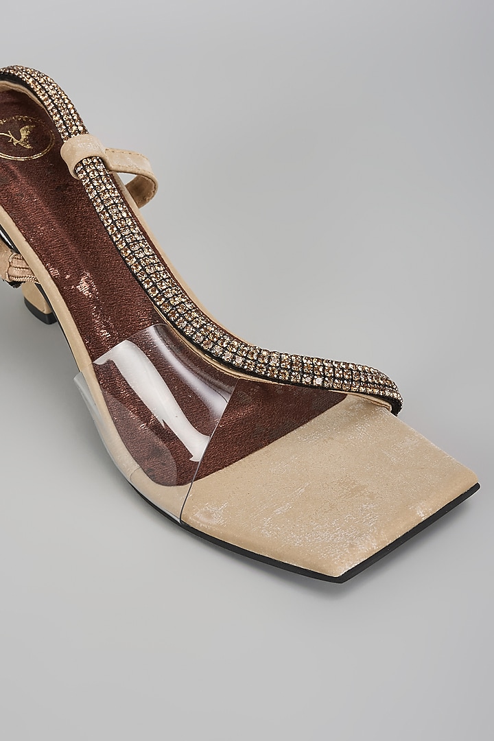 Beige Vegan Faux Leather Heels by Sana K Luxurious Footwear at Pernia's Pop Up Shop