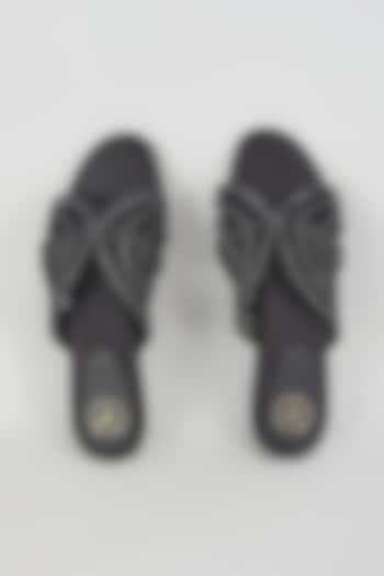 Black Faux Leather Flats by Sana K Luxurious Footwear at Pernia's Pop Up Shop