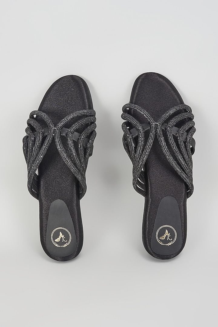 Black Faux Leather Flats by Sana K Luxurious Footwear at Pernia's Pop Up Shop