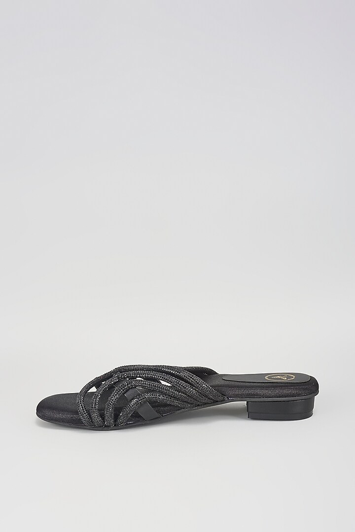 Black Faux Leather Flats by Sana K Luxurious Footwear at Pernia's Pop Up Shop
