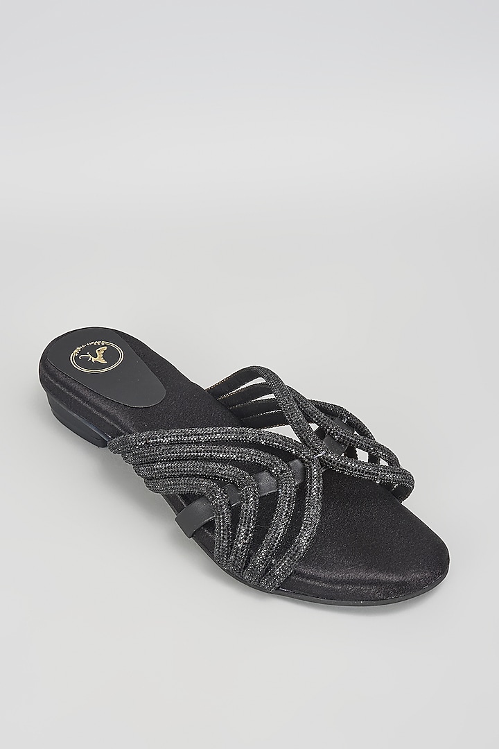 Black Faux Leather Flats by Sana K Luxurious Footwear at Pernia's Pop Up Shop