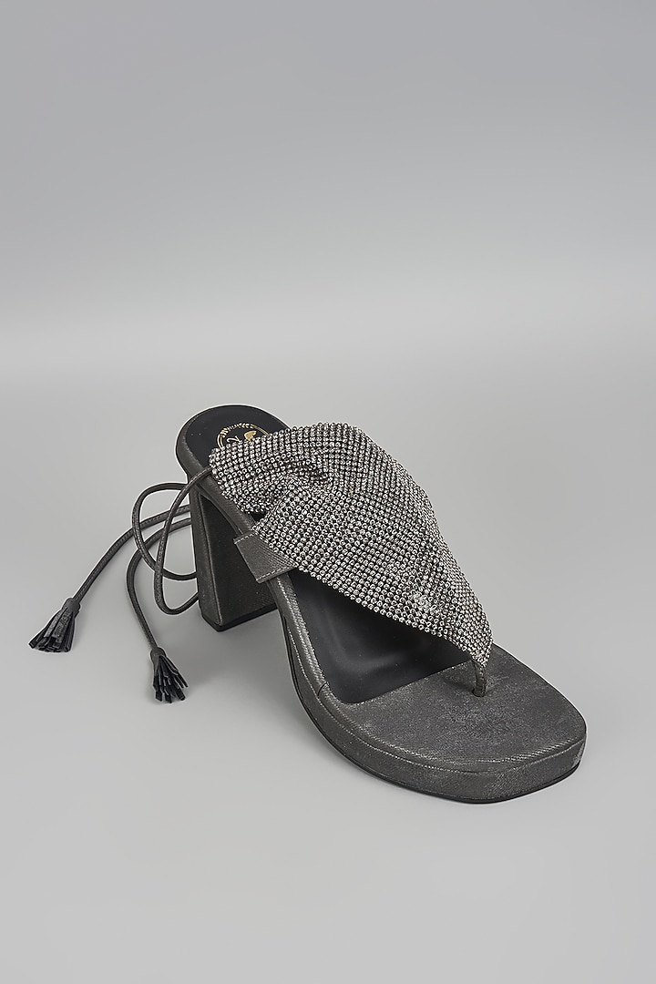 Grey Vegan Faux Leather Heels by Sana K Luxurious Footwear at Pernia's Pop Up Shop