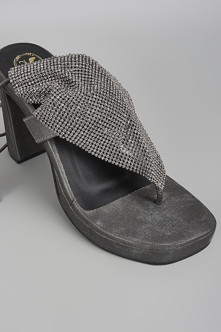 Grey Vegan Faux Leather Heels by Sana K Luxurious Footwear at Pernia's Pop Up Shop