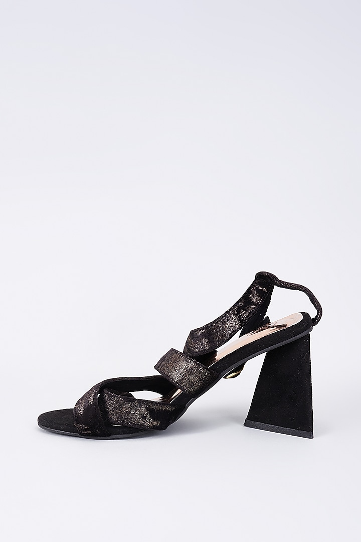 Black Synthetic Vegan Triangle Heels by Sana K Luxurious Footwear at  Pernia's Pop Up Shop