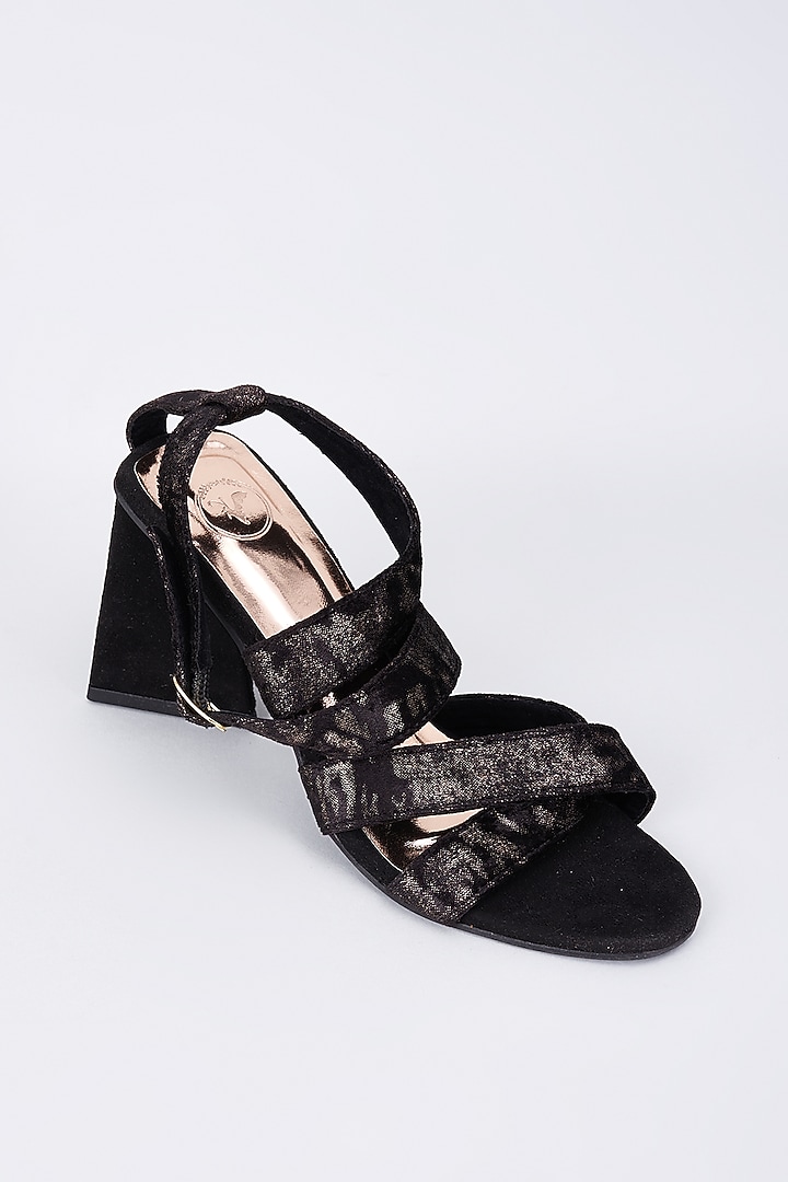 Black Synthetic & Vegan Triangle Heels by Sana K Luxurious Footwear at Pernia's Pop Up Shop