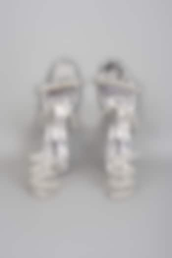 Silver Synthetic Jhallar Heels by Sana K Luxurious Footwear at Pernia's Pop Up Shop