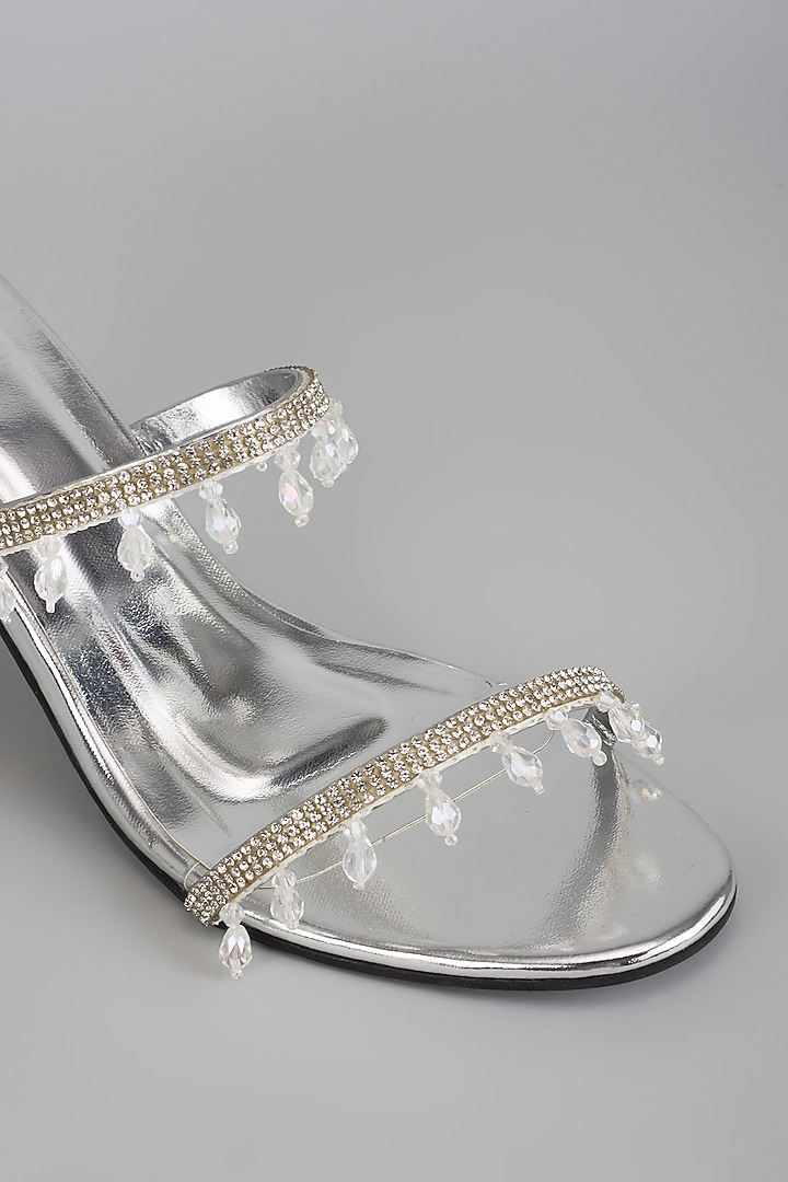 Silver Synthetic Jhallar Heels by Sana K Luxurious Footwear at Pernia's Pop Up Shop