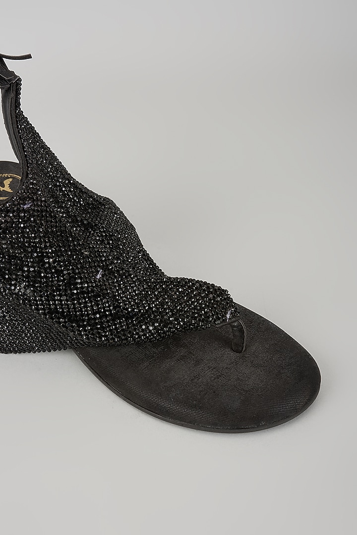 Black Synthetic Mesh Heels by Sana K Luxurious Footwear at Pernia's Pop Up Shop