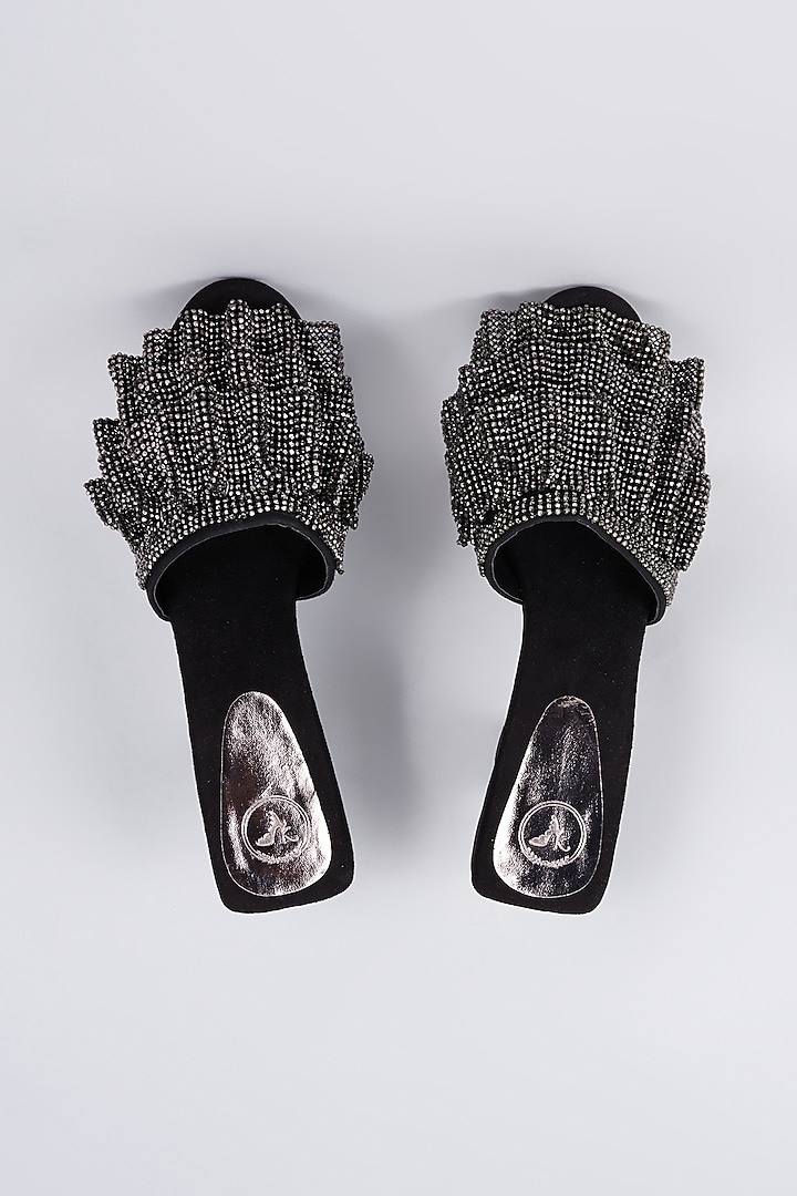 Black Synthetic & Vegan Mesh Heels by Sana K Luxurious Footwear at Pernia's Pop Up Shop