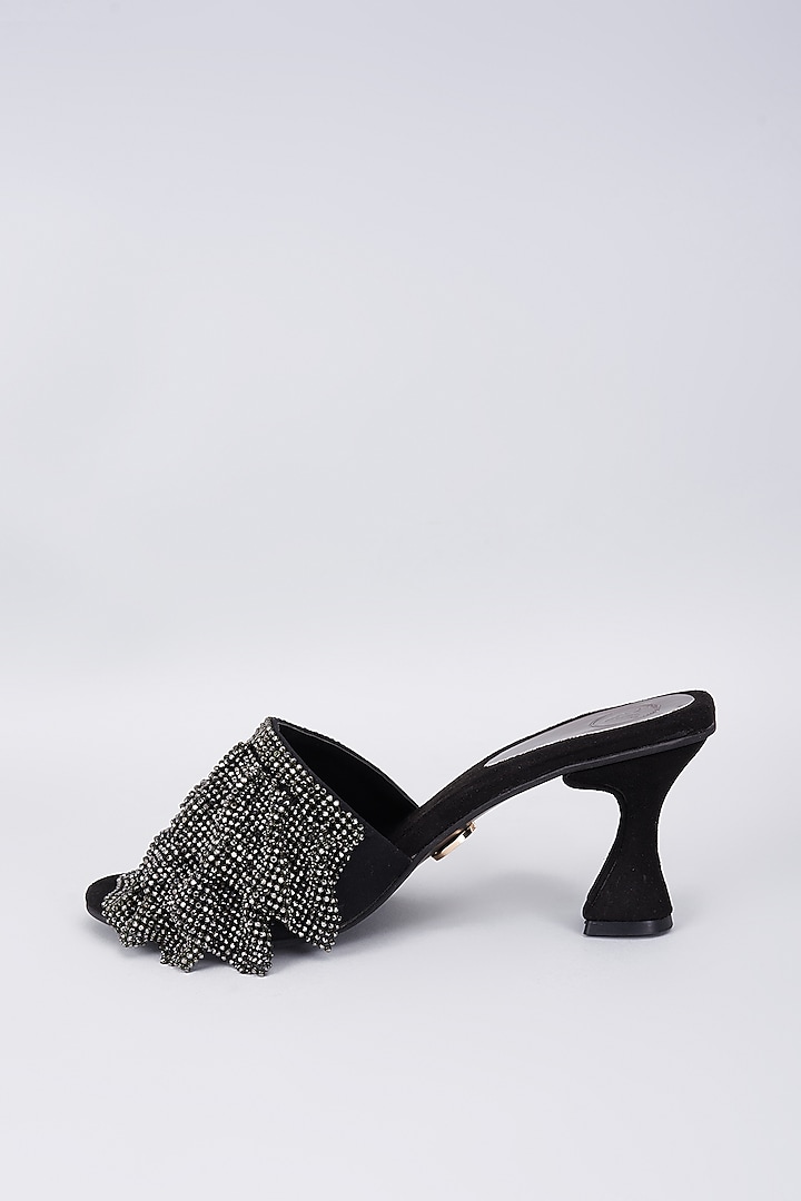 Black Synthetic & Vegan Mesh Heels by Sana K Luxurious Footwear at Pernia's Pop Up Shop