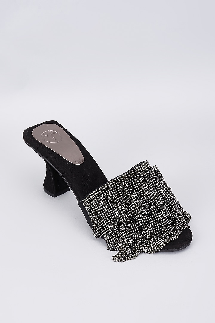 Black Synthetic & Vegan Mesh Heels by Sana K Luxurious Footwear at Pernia's Pop Up Shop