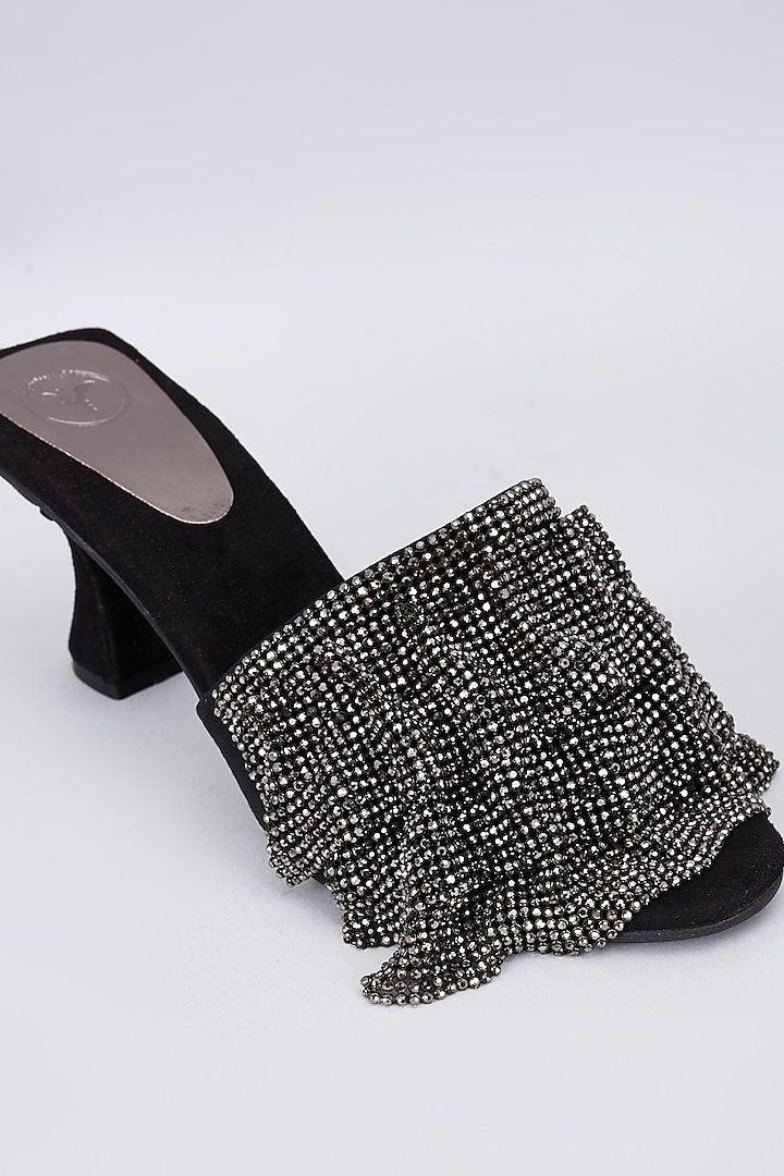 Black Synthetic & Vegan Mesh Heels by Sana K Luxurious Footwear at Pernia's Pop Up Shop
