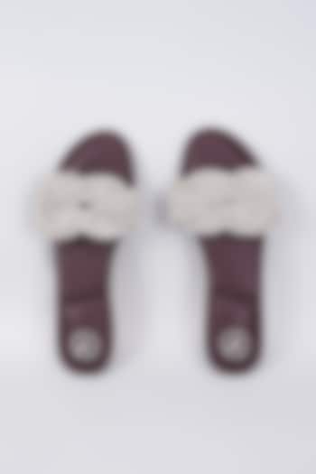 Brown Synthetic & Vegan Rhinestone Embellished Flats by Sana K Luxurious Footwear at Pernia's Pop Up Shop