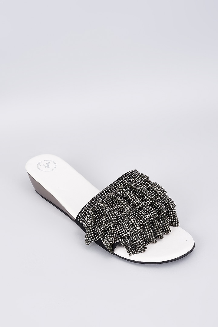 White Synthetic & Vegan Mesh Heels by Sana K Luxurious Footwear at Pernia's Pop Up Shop