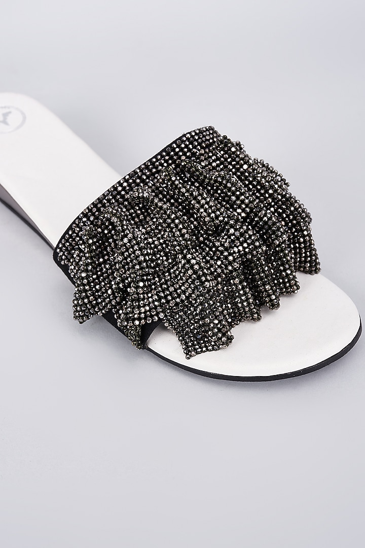 White Synthetic & Vegan Mesh Heels by Sana K Luxurious Footwear at Pernia's Pop Up Shop