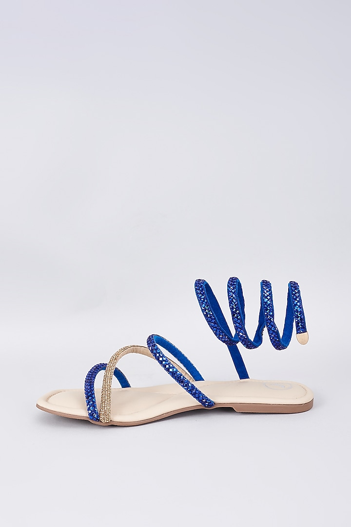 Beige Vegan Rhinestone Spring Embellished Flats by Sana K Luxurious Footwear at Pernia's Pop Up Shop