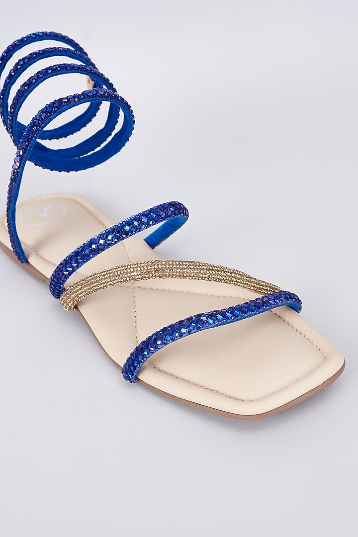 Beige Vegan Rhinestone Spring Embellished Flats by Sana K Luxurious Footwear at Pernia's Pop Up Shop