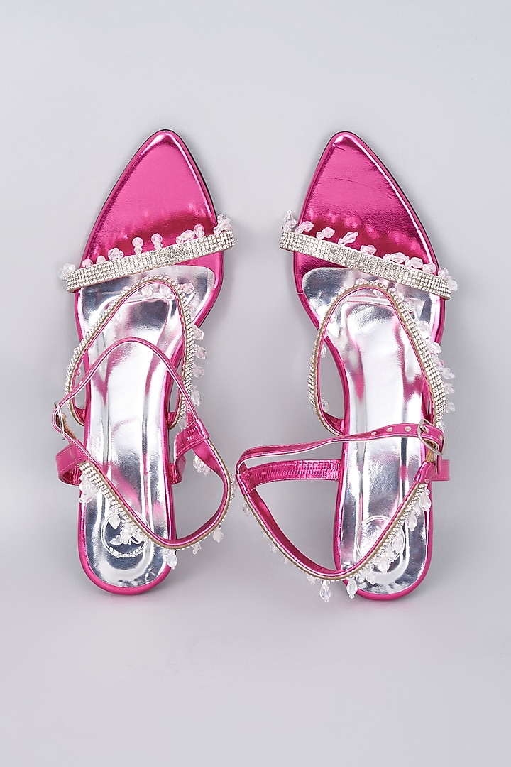 Pink Synthetic & Vegan Rhinestone Embellished Heels by Sana K Luxurious Footwear at Pernia's Pop Up Shop