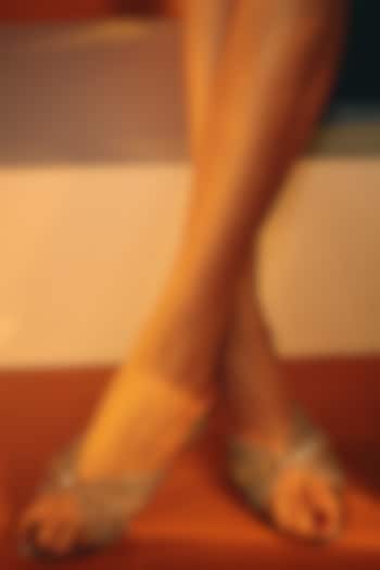 Brown Synthetic & Vegan Diamond Rhinestone Embellished Crocs Flats by Sana K Luxurious Footwear at Pernia's Pop Up Shop