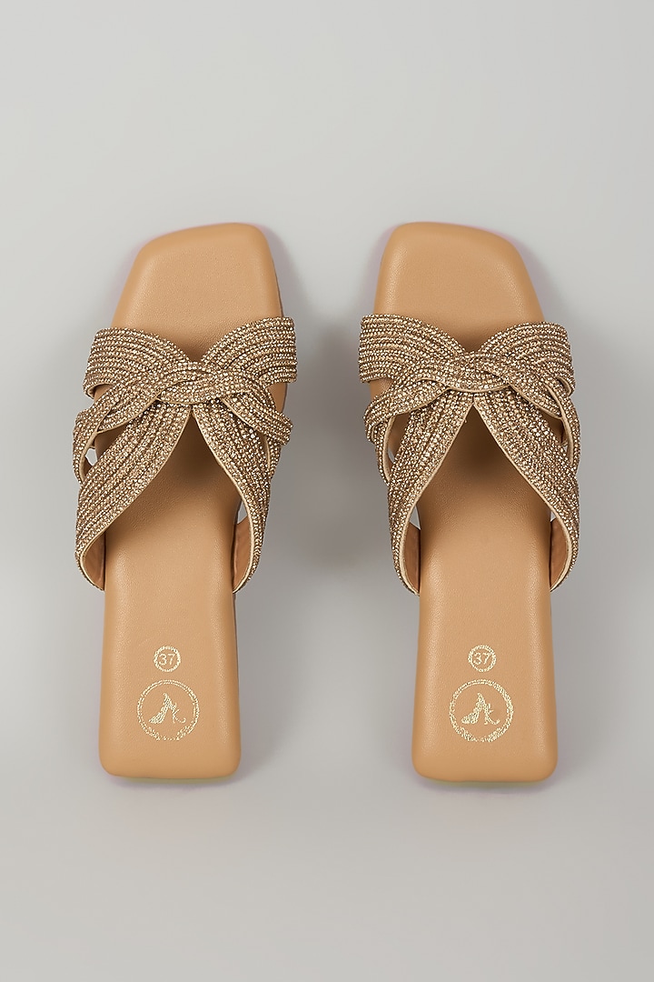 Gold Leather Flats by Sana K Luxurious Footwear at Pernia's Pop Up Shop
