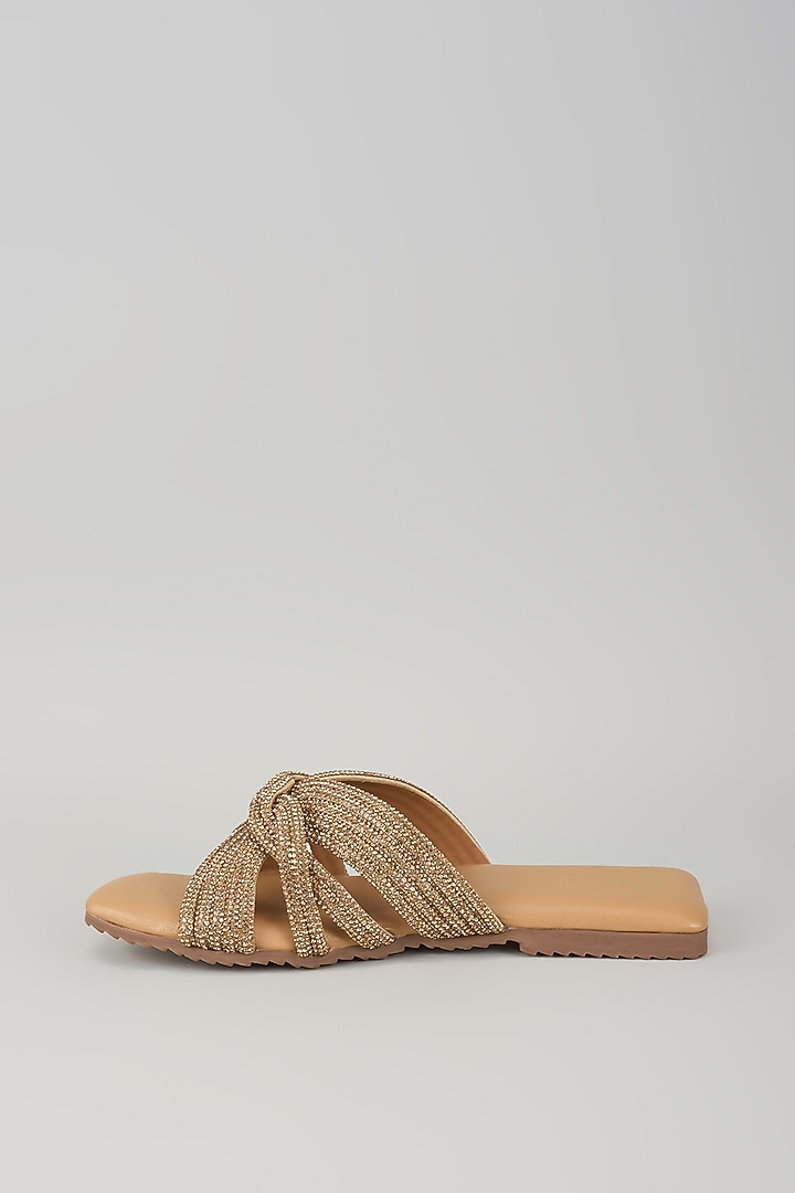 Gold Leather Flats by Sana K Luxurious Footwear at Pernia's Pop Up Shop