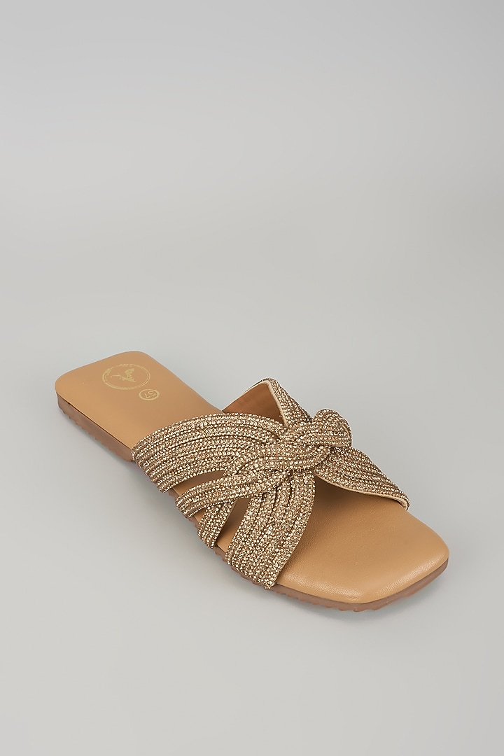 Gold Leather Flats by Sana K Luxurious Footwear at Pernia's Pop Up Shop