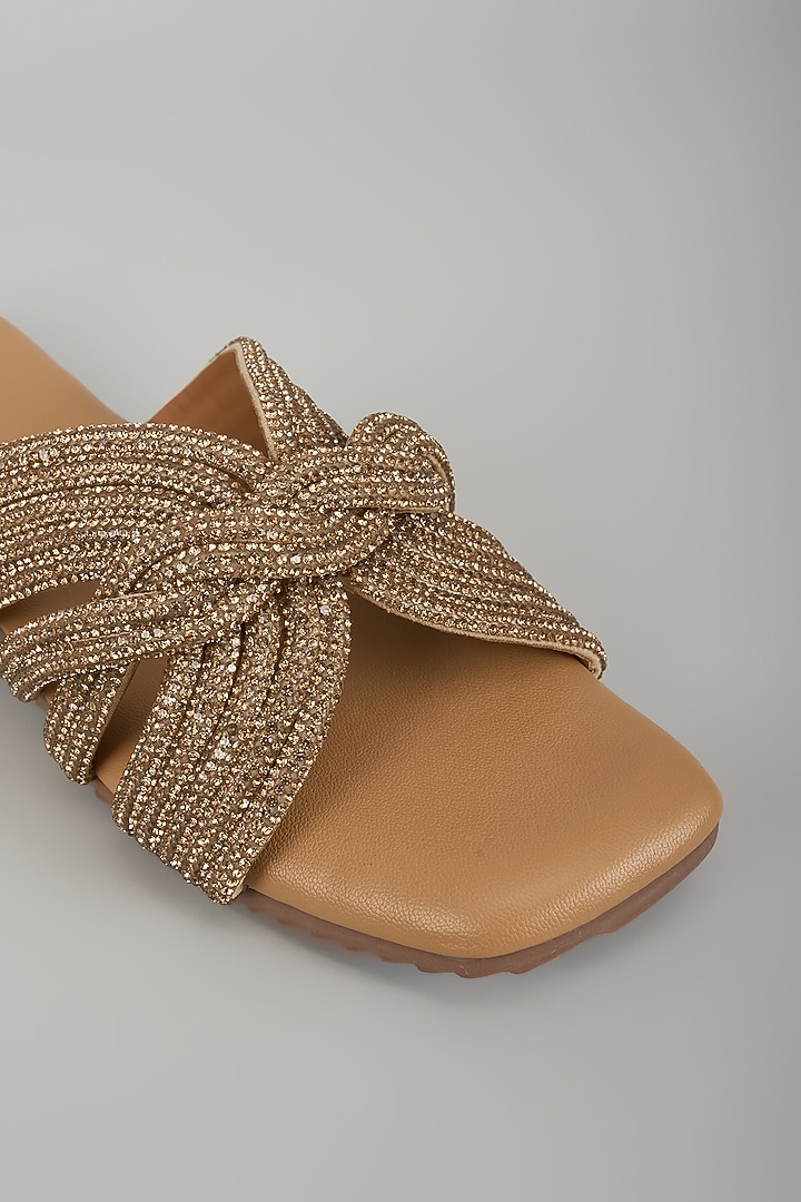 Gold Leather Flats by Sana K Luxurious Footwear at Pernia's Pop Up Shop
