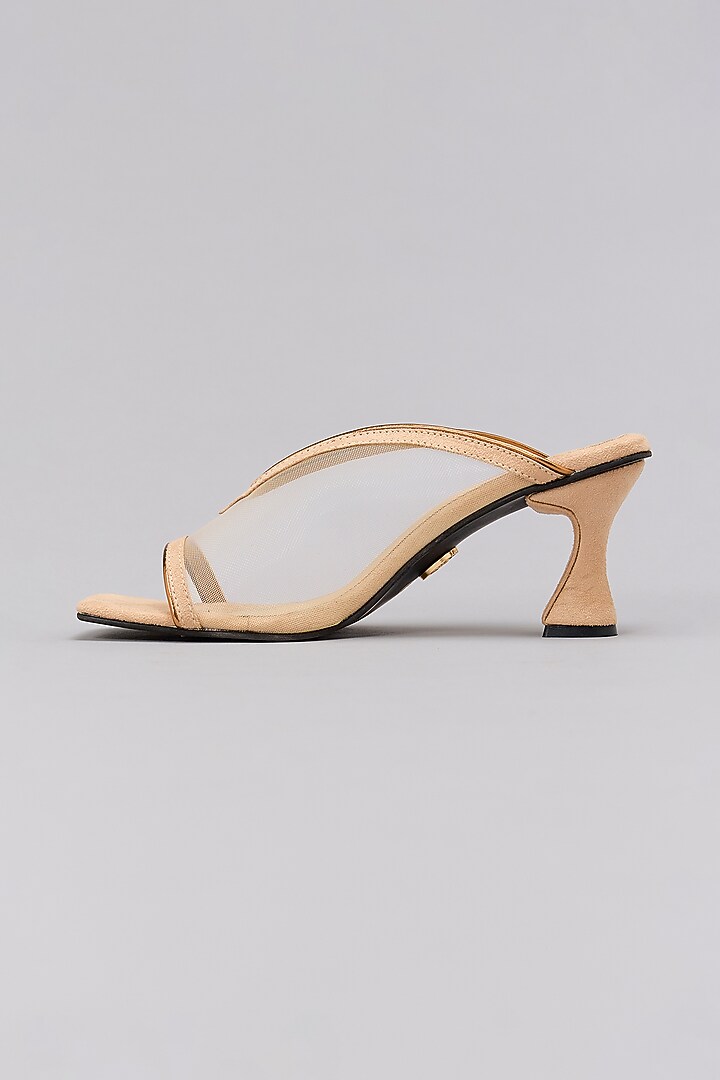 Beige Net & Synthetic Heels by Sana K Luxurious Footwear at Pernia's Pop Up Shop