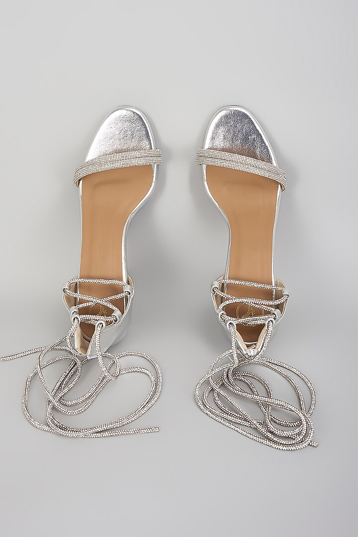 Silver Vegan Heels by Sana K Luxurious Footwear at Pernia's Pop Up Shop