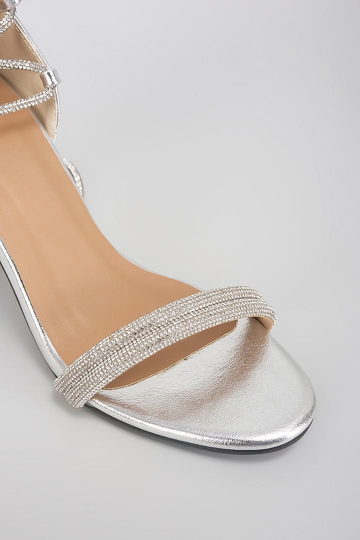 Silver Vegan Heels by Sana K Luxurious Footwear at Pernia's Pop Up Shop