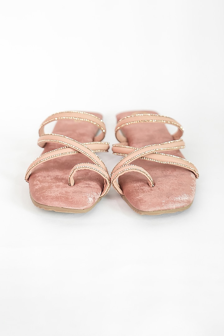 Pink Vegan Rhinestone Work Flats by Sana K Luxurious Footwear at Pernia's Pop Up Shop