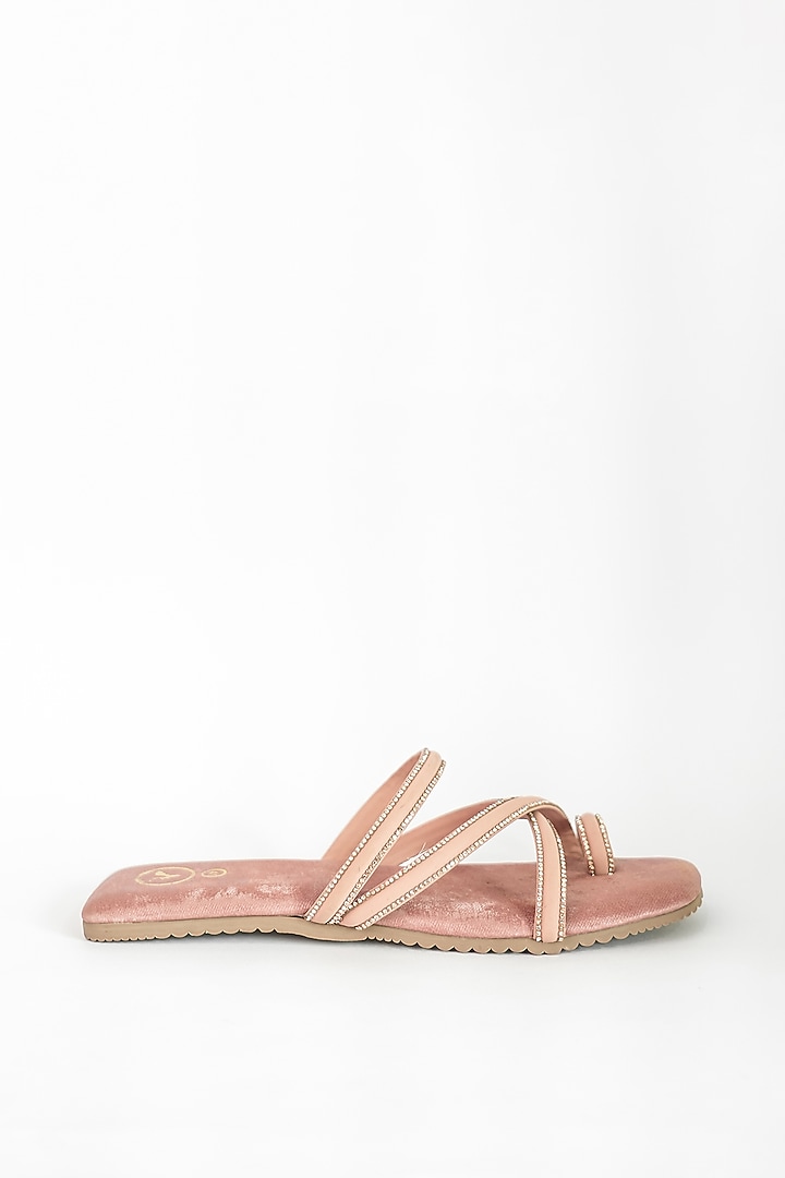 Pink Vegan Rhinestone Work Flats by Sana K Luxurious Footwear at Pernia's Pop Up Shop