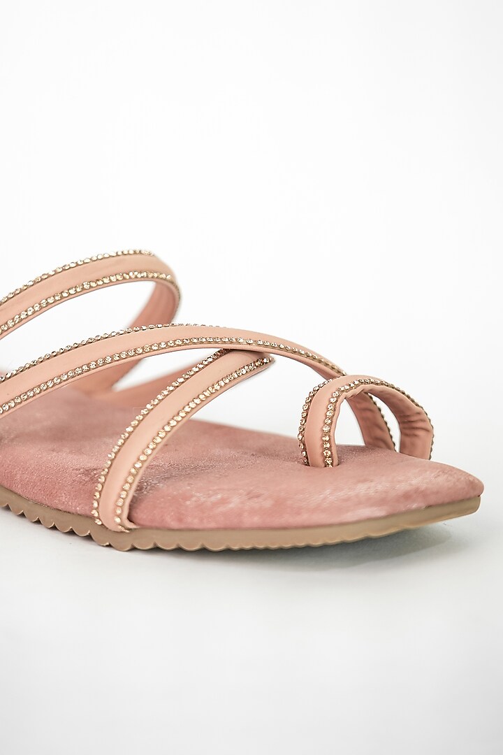 Pink Vegan Rhinestone Work Flats by Sana K Luxurious Footwear at Pernia's Pop Up Shop