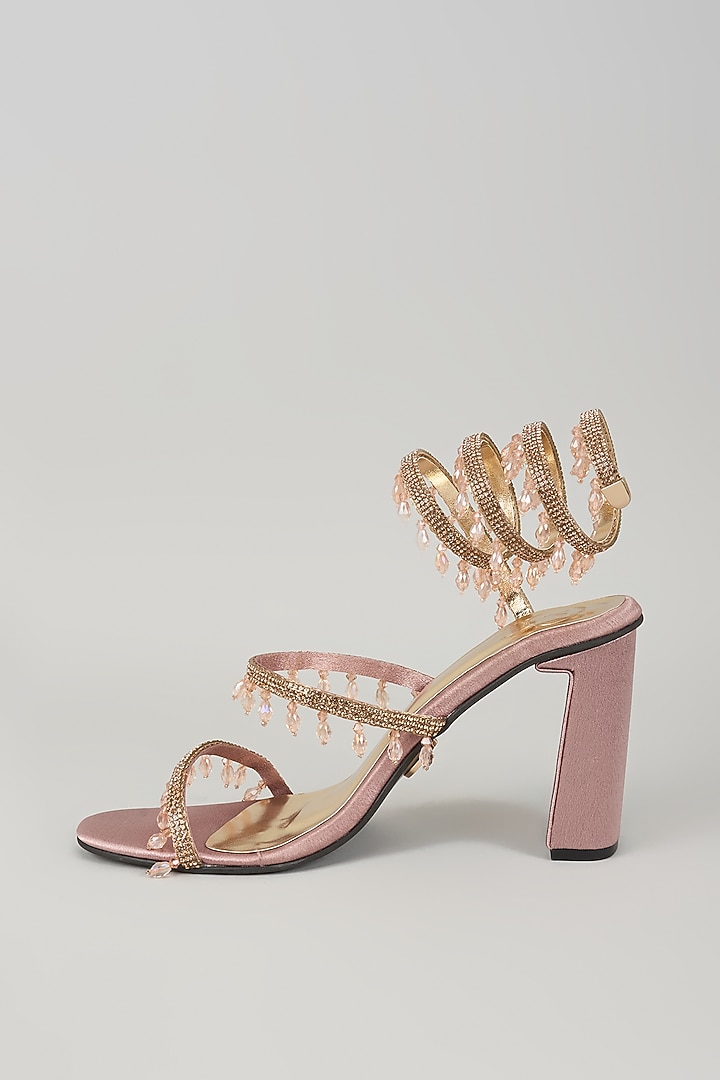 Pink Synthetic Spring Heels by Sana K Luxurious Footwear at Pernia's Pop Up Shop
