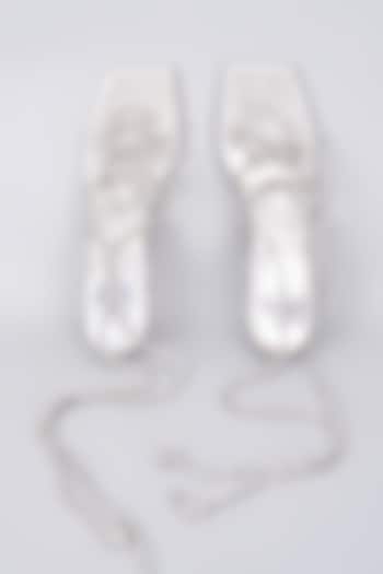 Silver Synthetic & Vegan Rhinestone Embellished Heels by Sana K Luxurious Footwear at Pernia's Pop Up Shop