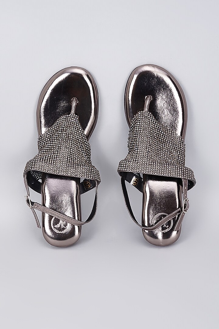 Grey Vegan Mesh Embellished Wedges by Sana K Luxurious Footwear at Pernia's Pop Up Shop