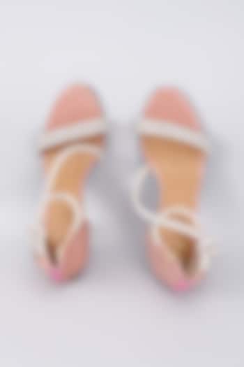 Nude Pink Synthetic & Vegan Rhinestone Embellished Heels by Sana K Luxurious Footwear at Pernia's Pop Up Shop