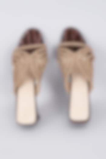 Brown Synthetic & Vegan Rhinestone Embellished Heels by Sana K Luxurious Footwear