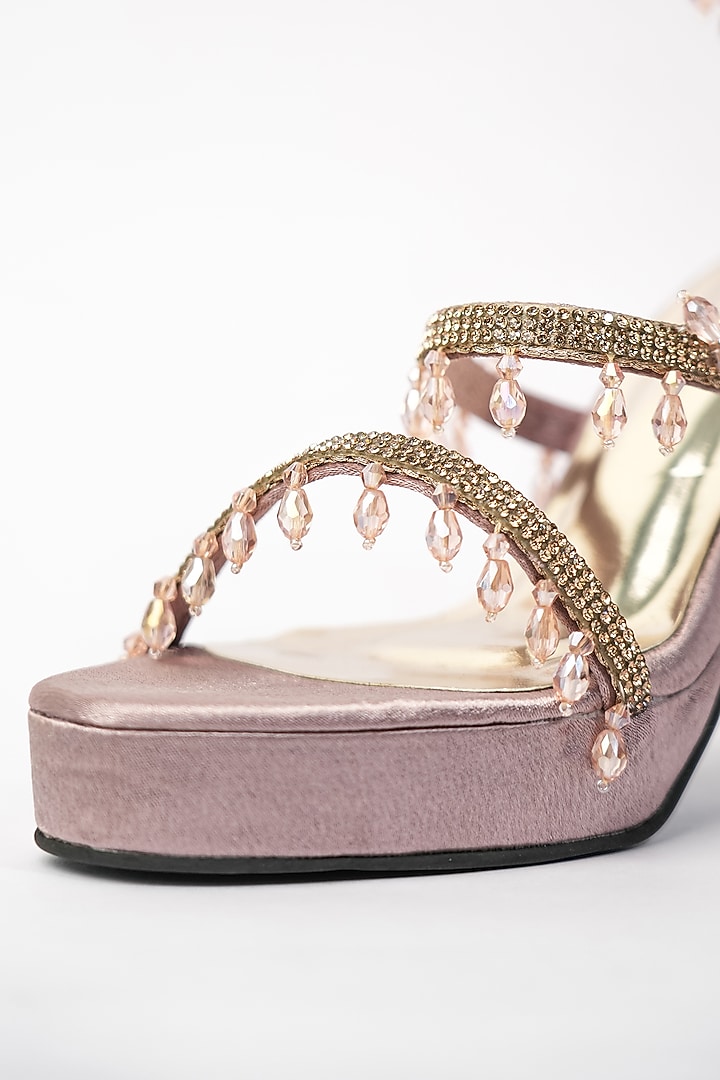 Amber Rose Vegan Jaal Embroidered Block Heels by Sana K Luxurious Footwear at Pernia's Pop Up Shop