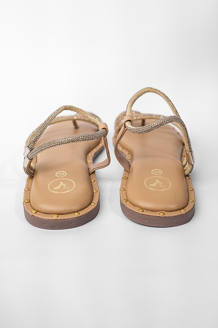Nude Vegan Rhinestone Embroidered Flats by Sana K Luxurious Footwear at Pernia's Pop Up Shop