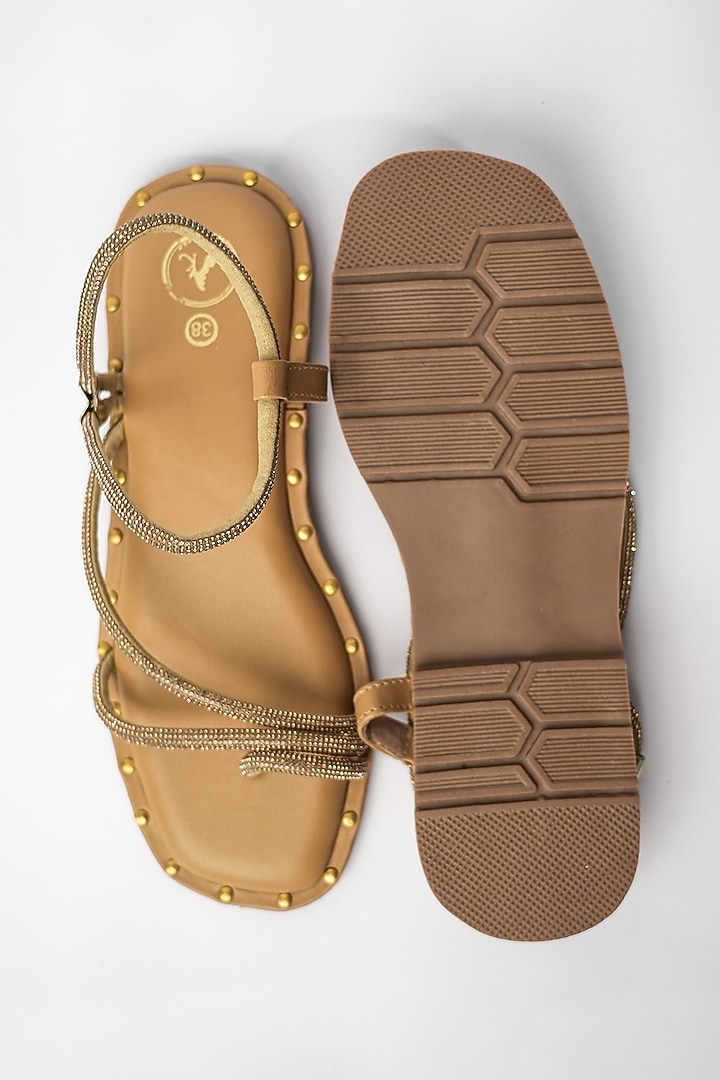 Nude Vegan Rhinestone Embroidered Flats by Sana K Luxurious Footwear at Pernia's Pop Up Shop