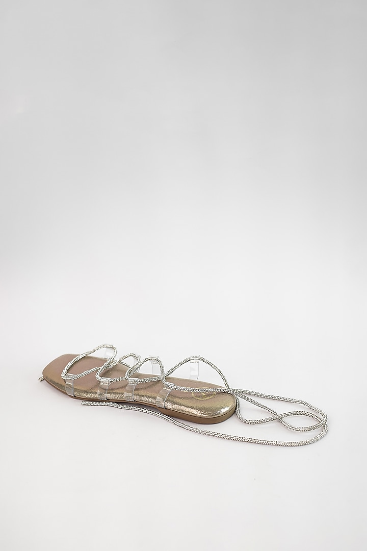 Gold Vegan Rhinestone Embroidered Flats by Sana K Luxurious Footwear at Pernia's Pop Up Shop