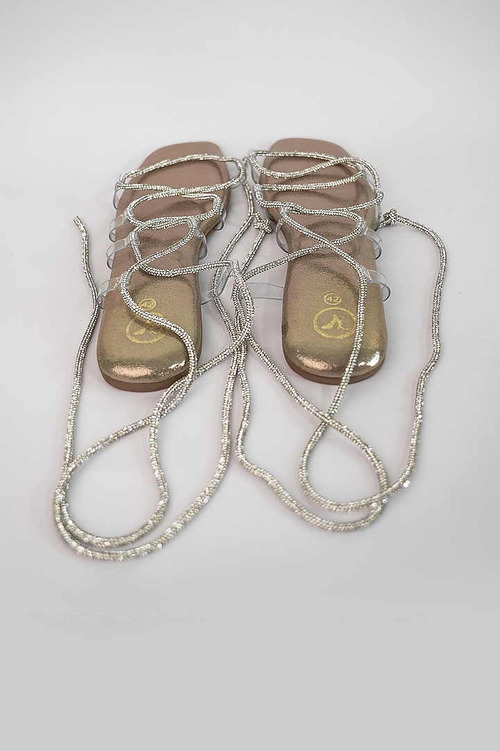 Gold Vegan Rhinestone Embroidered Flats by Sana K Luxurious Footwear at Pernia's Pop Up Shop