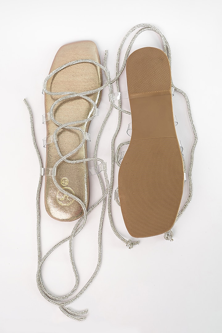 Gold Vegan Rhinestone Embroidered Flats by Sana K Luxurious Footwear at Pernia's Pop Up Shop