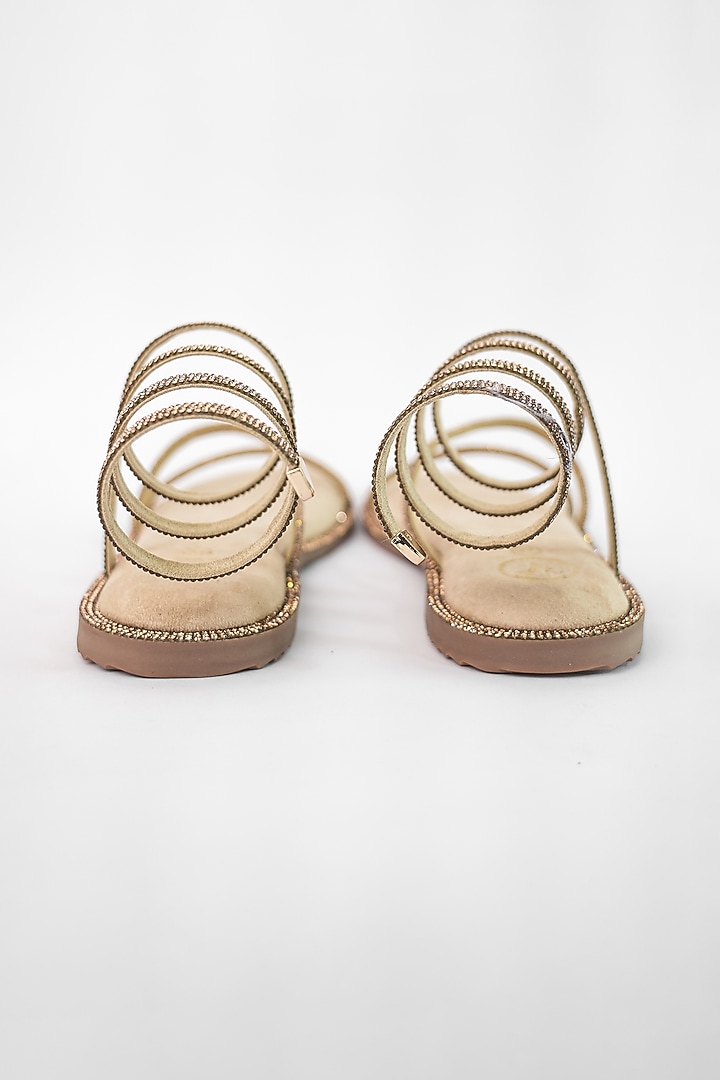 Gold Vegan Rhinestone Embellished Flats by Sana K Luxurious Footwear at Pernia's Pop Up Shop