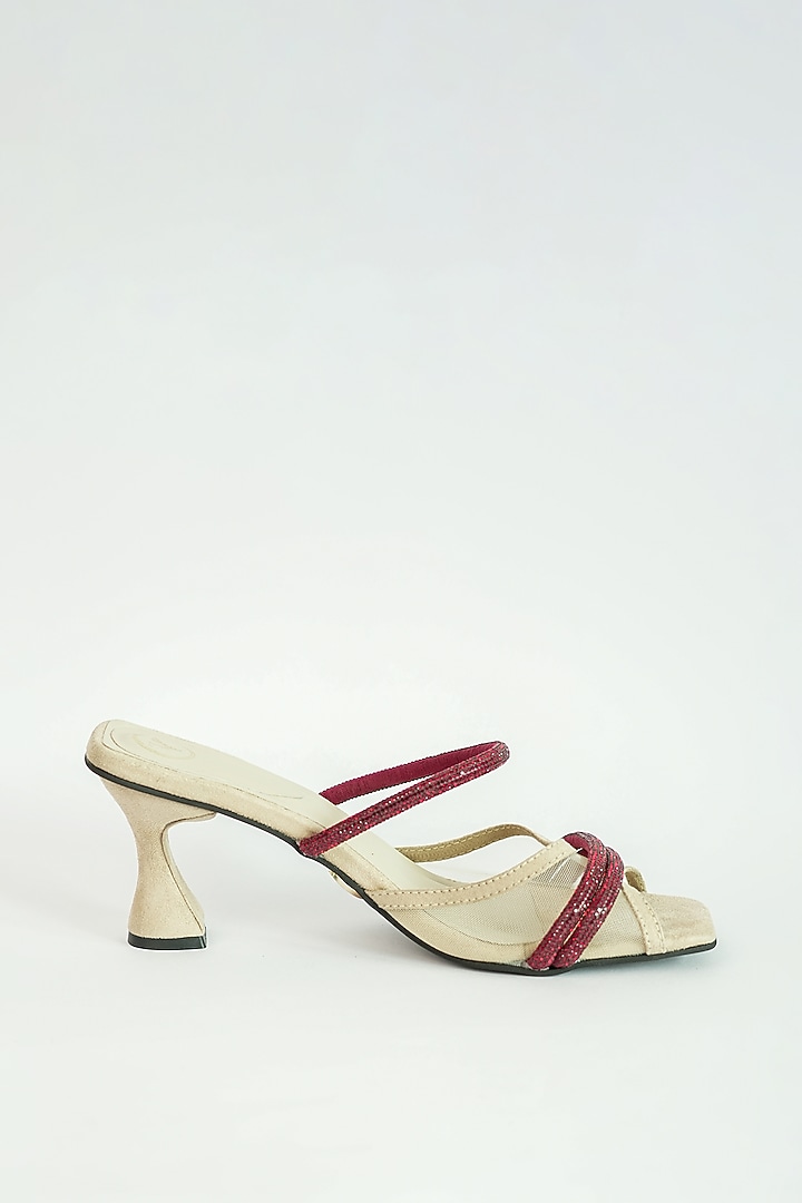 Beige Vegan Rhinestone Work Heels by Sana K Luxurious Footwear at Pernia's Pop Up Shop